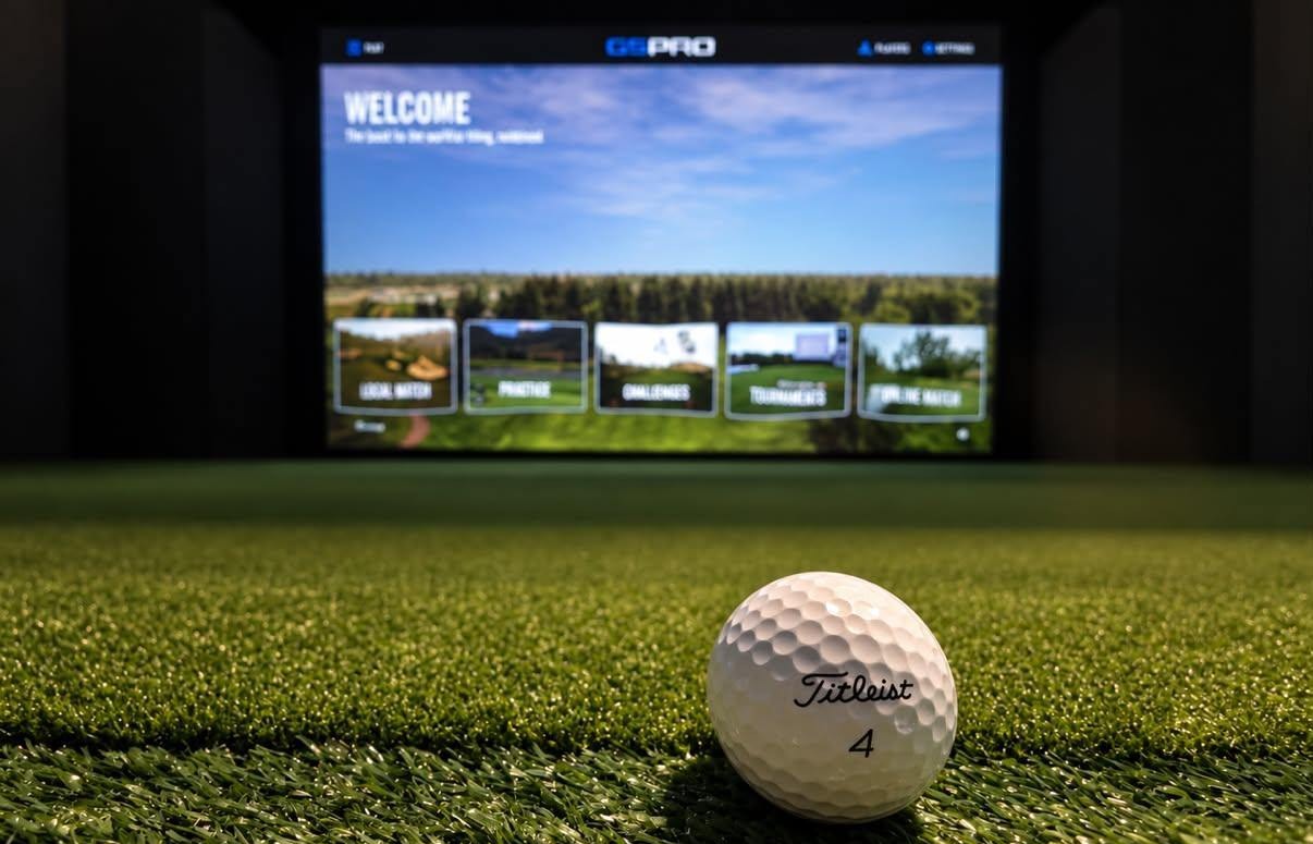 Golf simulator at Swinging Iron in SE Calgary Alberta